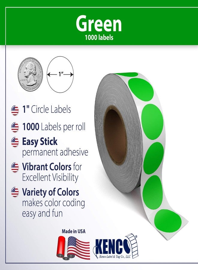 Kenco Color Coding Circle Dot Sticker Labels on a roll (Bright Green, 1 INCH 1000 Stickers) - Image 2